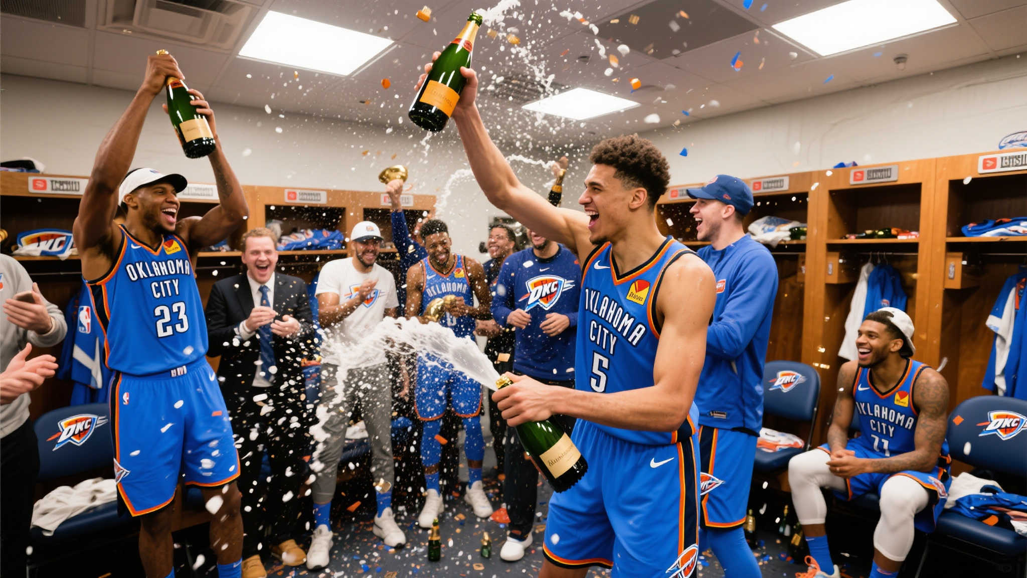 雷霆队更衣室香槟派对:NBA官推见证欢庆时刻 庆祝时刻震撼全场,雷霆书写新篇章
近日,NBA官